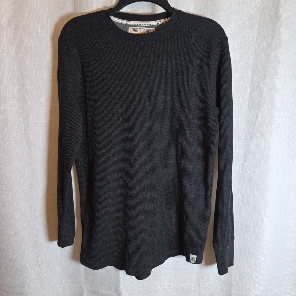Free Planet Waffle Knit Shirt Mens S Long Sleeves Gorpcore Hiking Camping Y2K